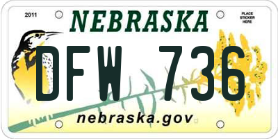 NE license plate DFW736