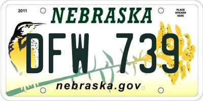 NE license plate DFW739