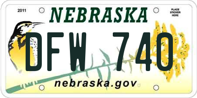 NE license plate DFW740