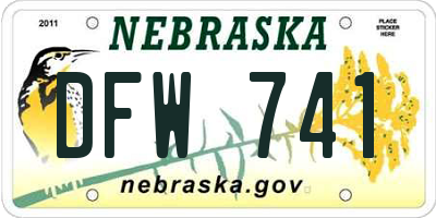 NE license plate DFW741