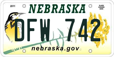 NE license plate DFW742