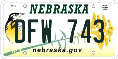 NE license plate DFW743