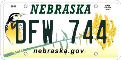 NE license plate DFW744