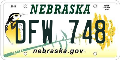 NE license plate DFW748