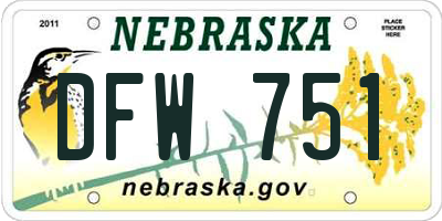 NE license plate DFW751