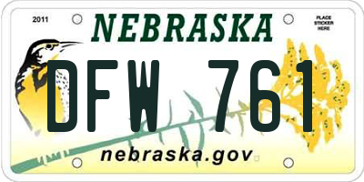 NE license plate DFW761