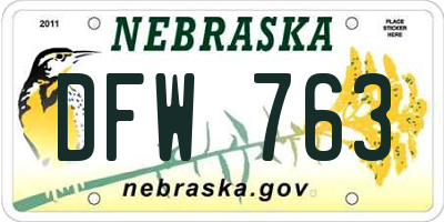NE license plate DFW763