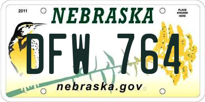 NE license plate DFW764