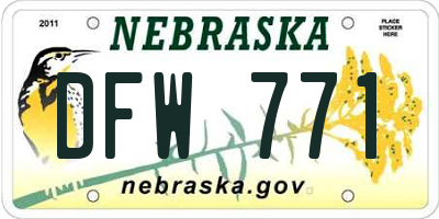 NE license plate DFW771