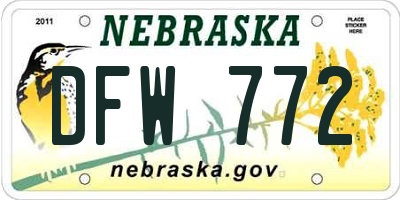 NE license plate DFW772