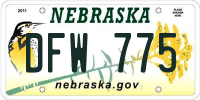 NE license plate DFW775