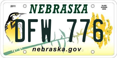 NE license plate DFW776