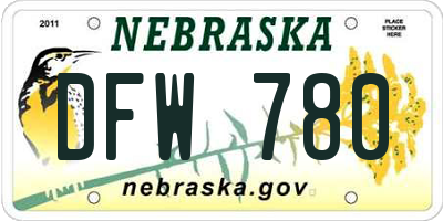 NE license plate DFW780