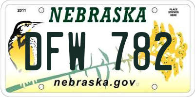 NE license plate DFW782