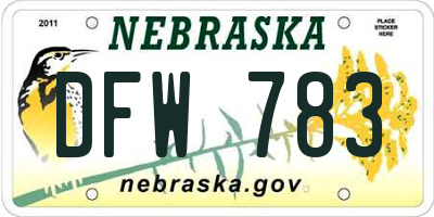 NE license plate DFW783