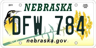 NE license plate DFW784
