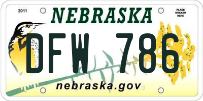 NE license plate DFW786