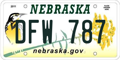 NE license plate DFW787