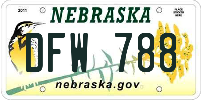 NE license plate DFW788