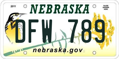 NE license plate DFW789