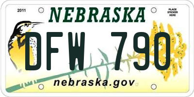 NE license plate DFW790