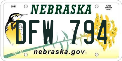 NE license plate DFW794