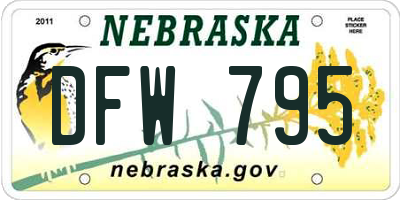 NE license plate DFW795