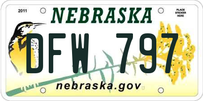 NE license plate DFW797