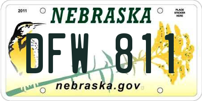 NE license plate DFW811