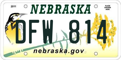 NE license plate DFW814