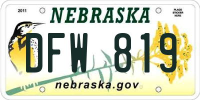 NE license plate DFW819