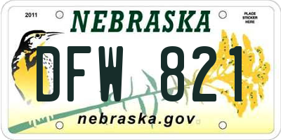 NE license plate DFW821