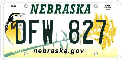 NE license plate DFW827