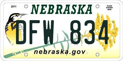 NE license plate DFW834