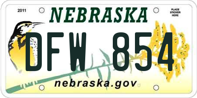 NE license plate DFW854