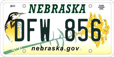 NE license plate DFW856