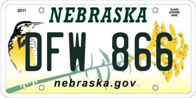 NE license plate DFW866