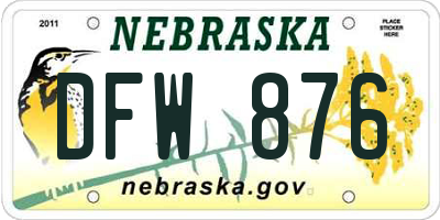 NE license plate DFW876
