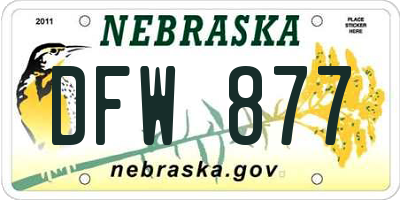 NE license plate DFW877