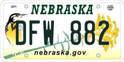NE license plate DFW882