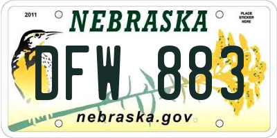 NE license plate DFW883