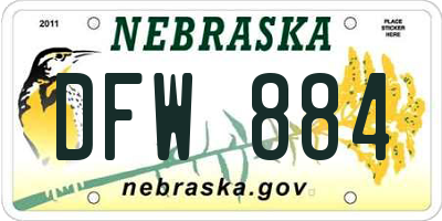 NE license plate DFW884