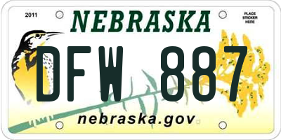 NE license plate DFW887