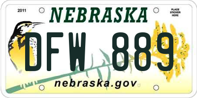 NE license plate DFW889