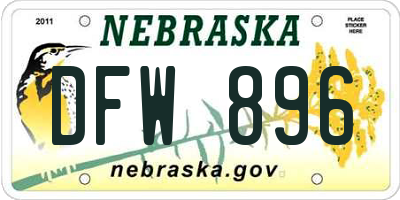 NE license plate DFW896
