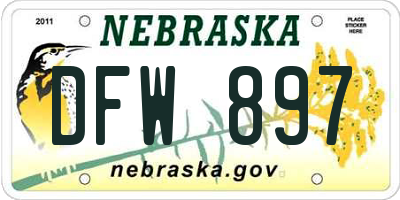 NE license plate DFW897