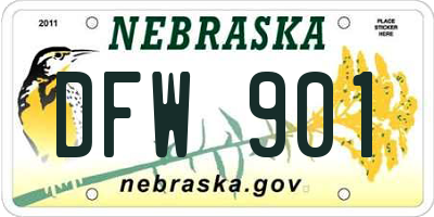 NE license plate DFW901