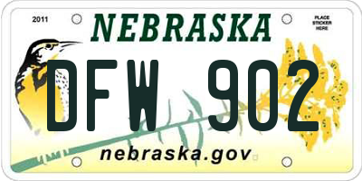 NE license plate DFW902