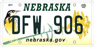 NE license plate DFW906