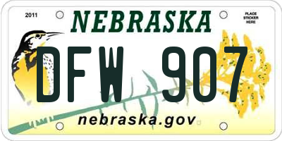 NE license plate DFW907